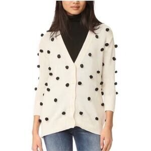 The Great Bobble Cardigan Sweater Button Ivory Black Size 3‎ Women's